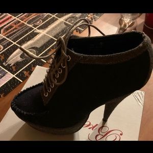 Beautiful gray and blue platform shoes